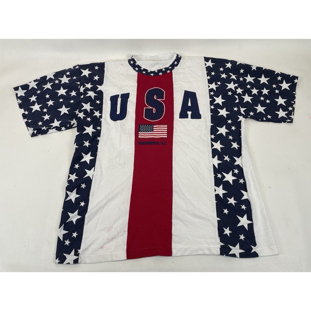 USA Flag Single Stich T Shirt Vintage Mens XL